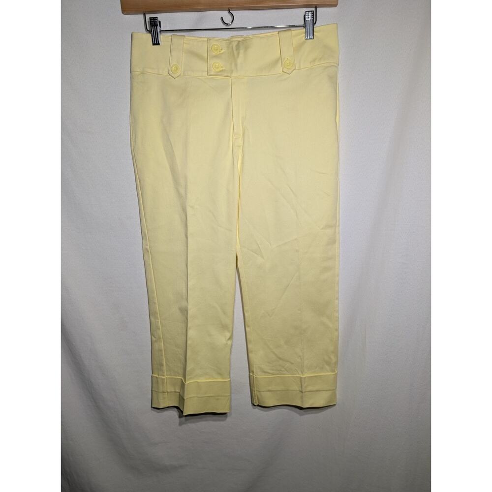 Ash & Joe Womens Rolled Cuff Capri Pants‎ 14 Butter Yellow Pockets Spring Pastel